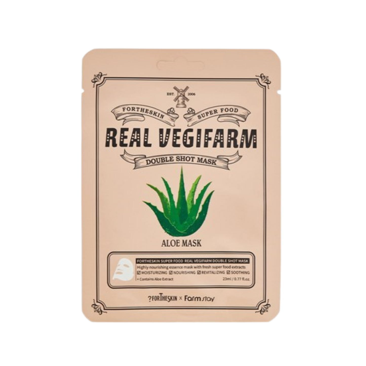 fortheskin super food real vegifarm double shot mask aloe