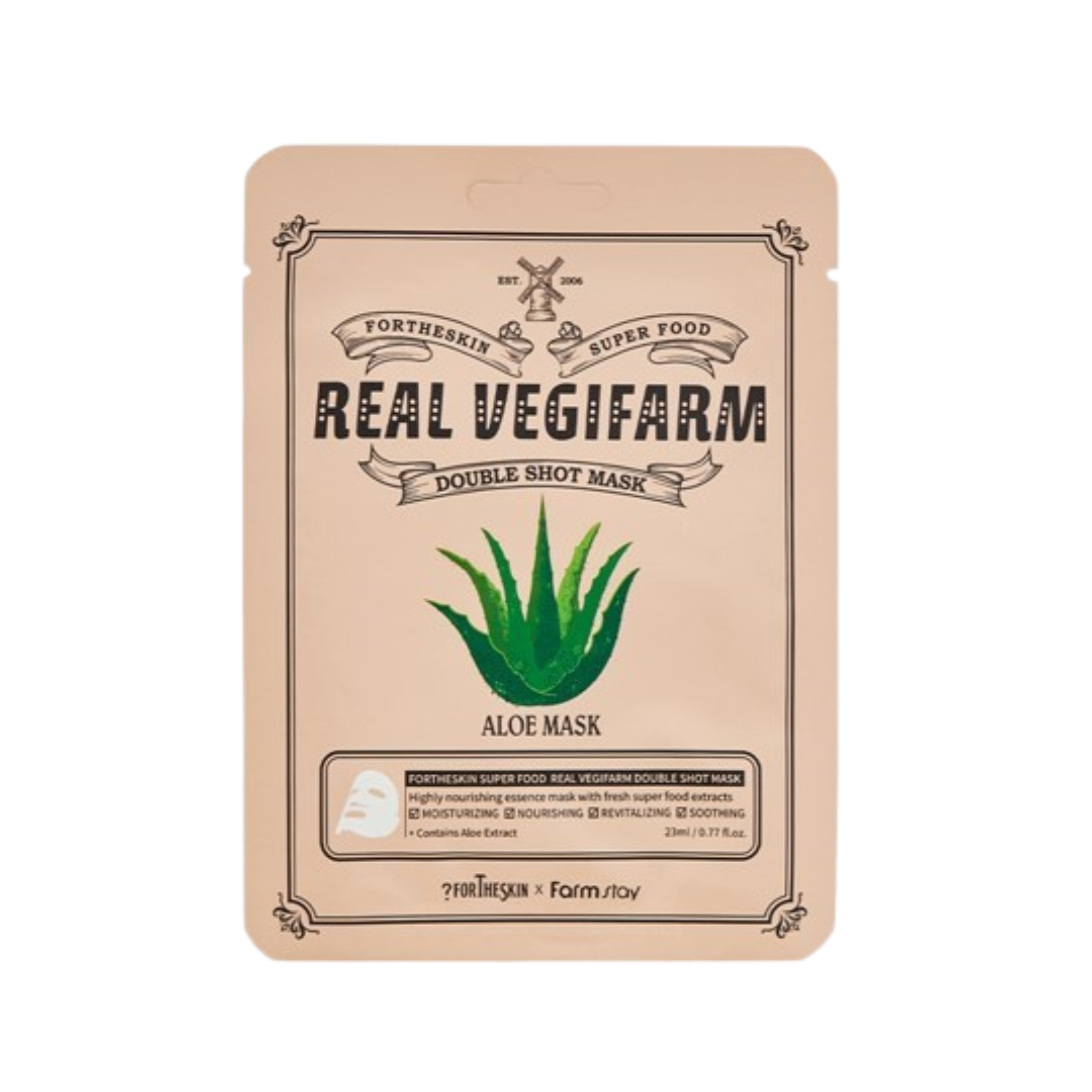 fortheskin super food real vegifarm double shot mask aloe