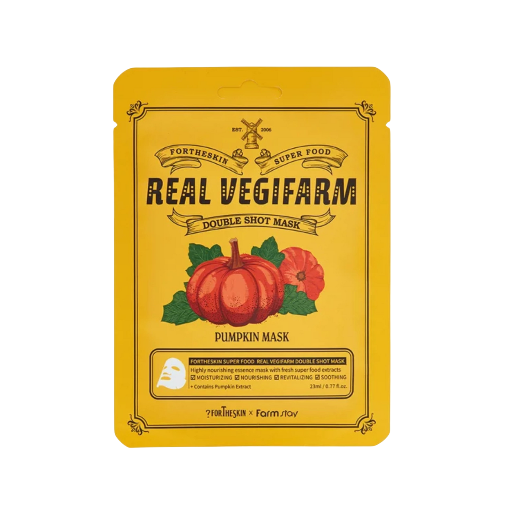 fortheskin super food real vegifarm double shot mask pumpkin