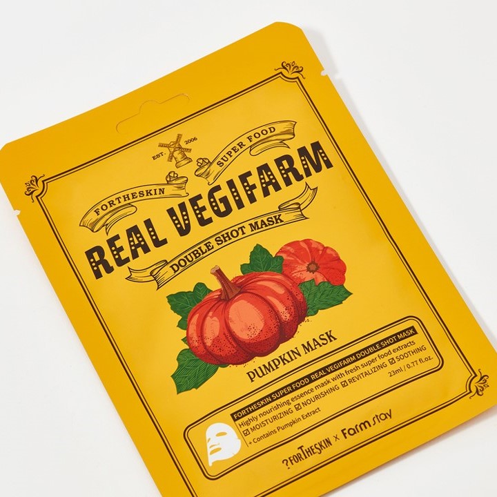 fortheskin super food real vegifarm double shot mask pumpkin